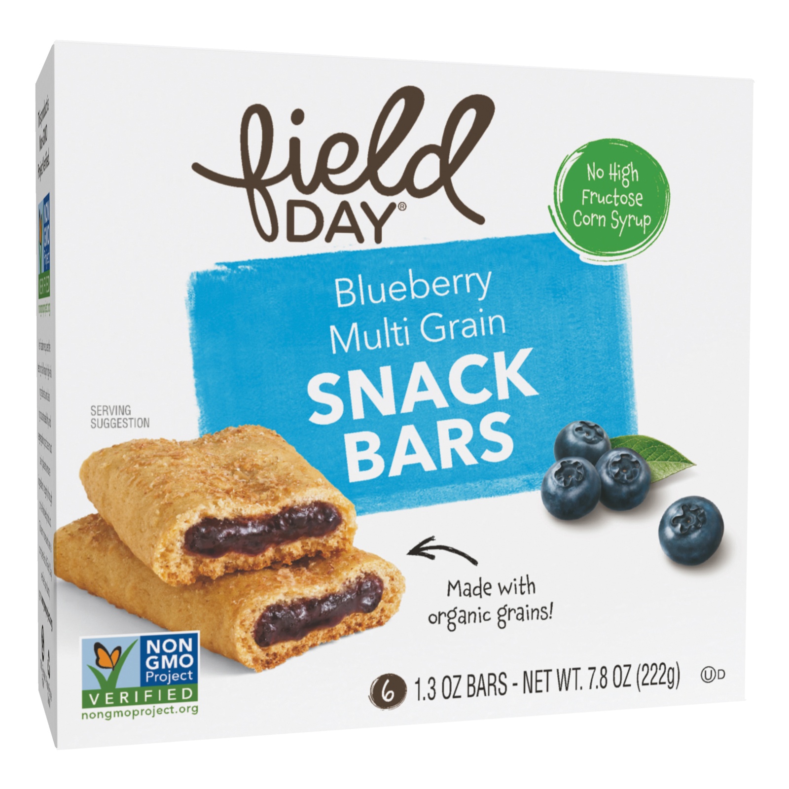 slide 1 of 1, Field Day Snack Bars - Organic - Multi-Grain - Filled - Super Blueberry, 6 ct; 1.3 oz