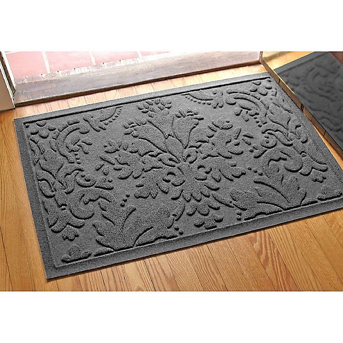 slide 1 of 1, Weather Guard Damask Door Mat - Charcoal, 23 in x 35 in