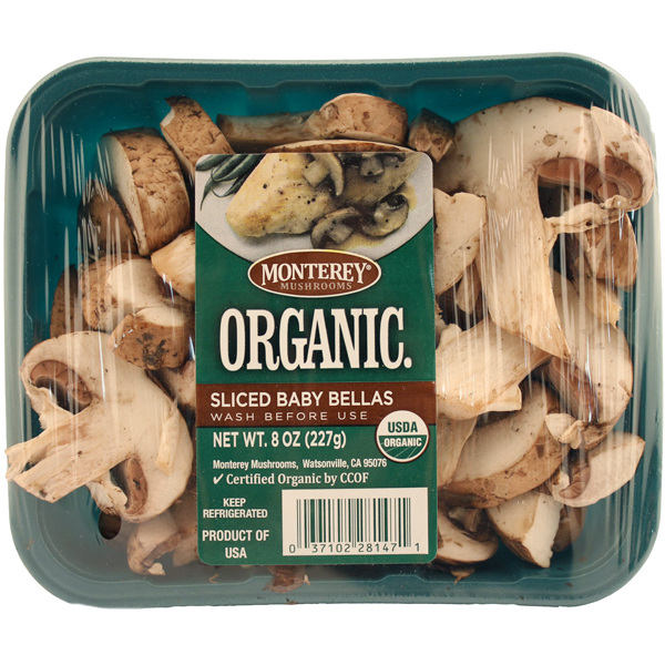 slide 1 of 1, Monterey Mushrooms Sliced Baby Bellas Organic, 8 oz
