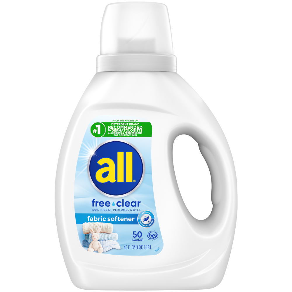 slide 2 of 4, all Liquid Fabric Softener for Sensitive Skin, Free Clear, 40 fluid Ounces, 40 oz