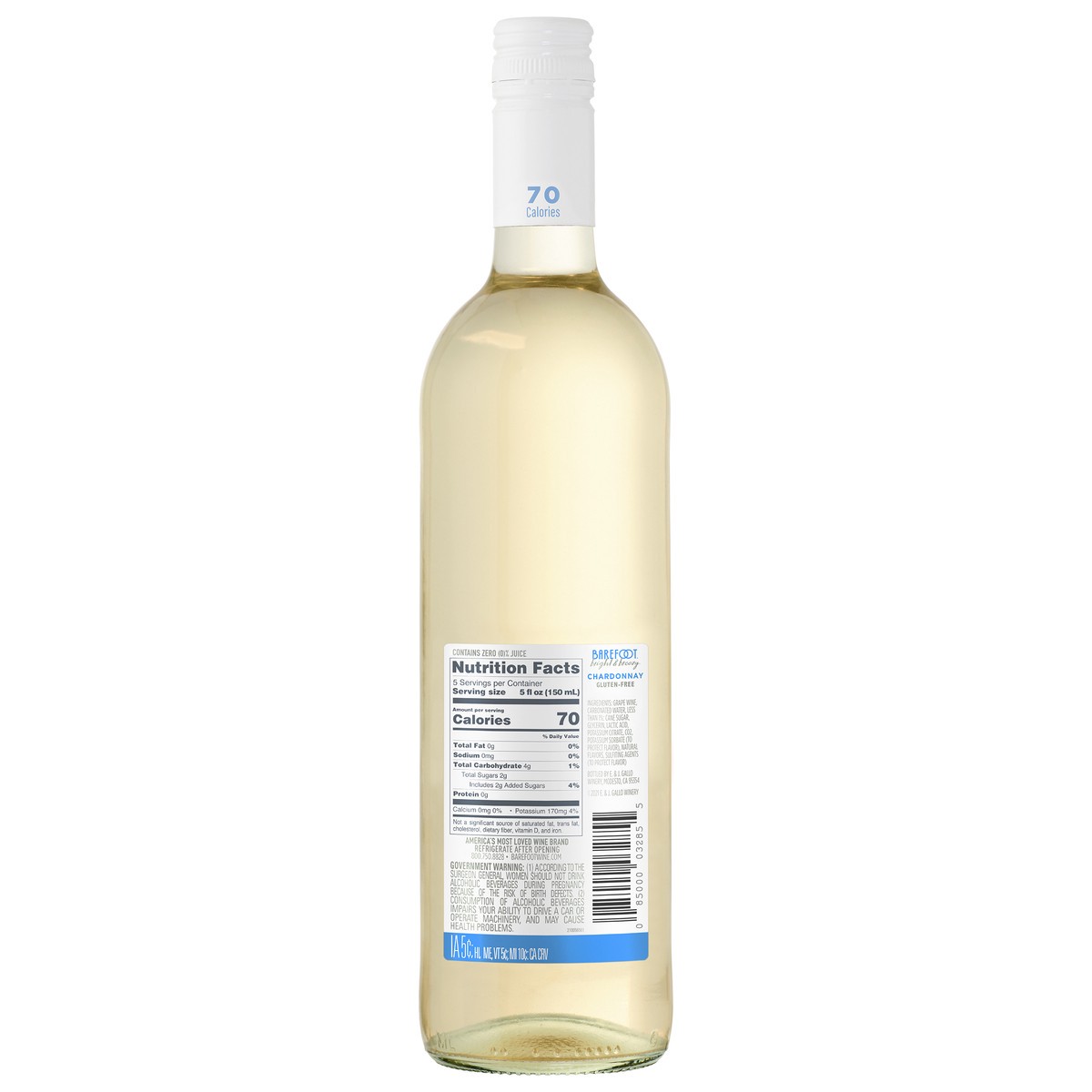 slide 3 of 3, Barefoot Bright & Breezy Chardonnay White Wine 750ml, 750 ml