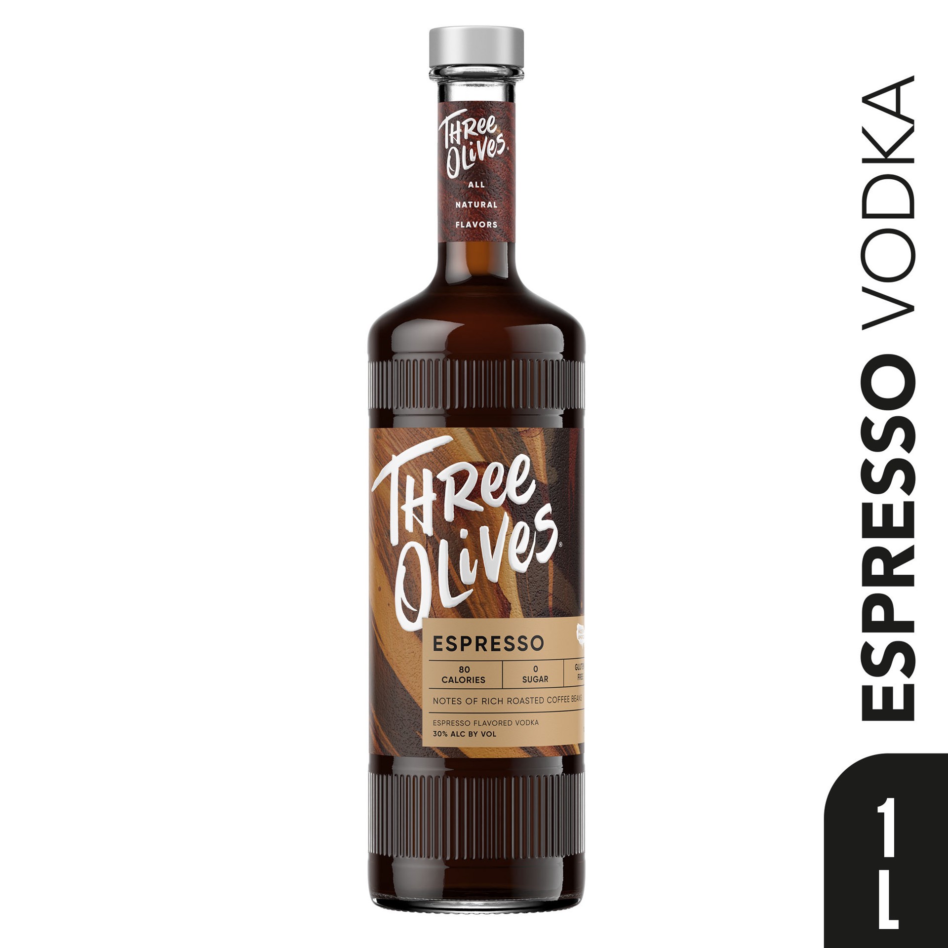 slide 3 of 5, Three Olives Vodka Espresso 60 Proof - 1 L, 1 liter