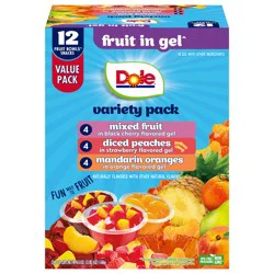 Dole Fruit in Gel Fruit Bowls Snacks Variety Pack 12 - 4.3 oz Cups