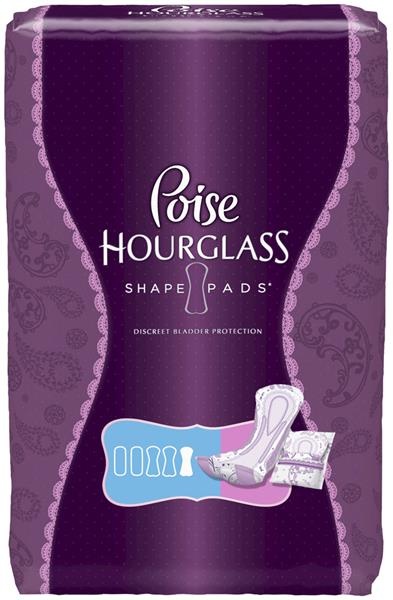 slide 1 of 1, Poise Hourglass Shape Pads Ultimate Absorbency Regular Length Incontinence Pads, 27 ct