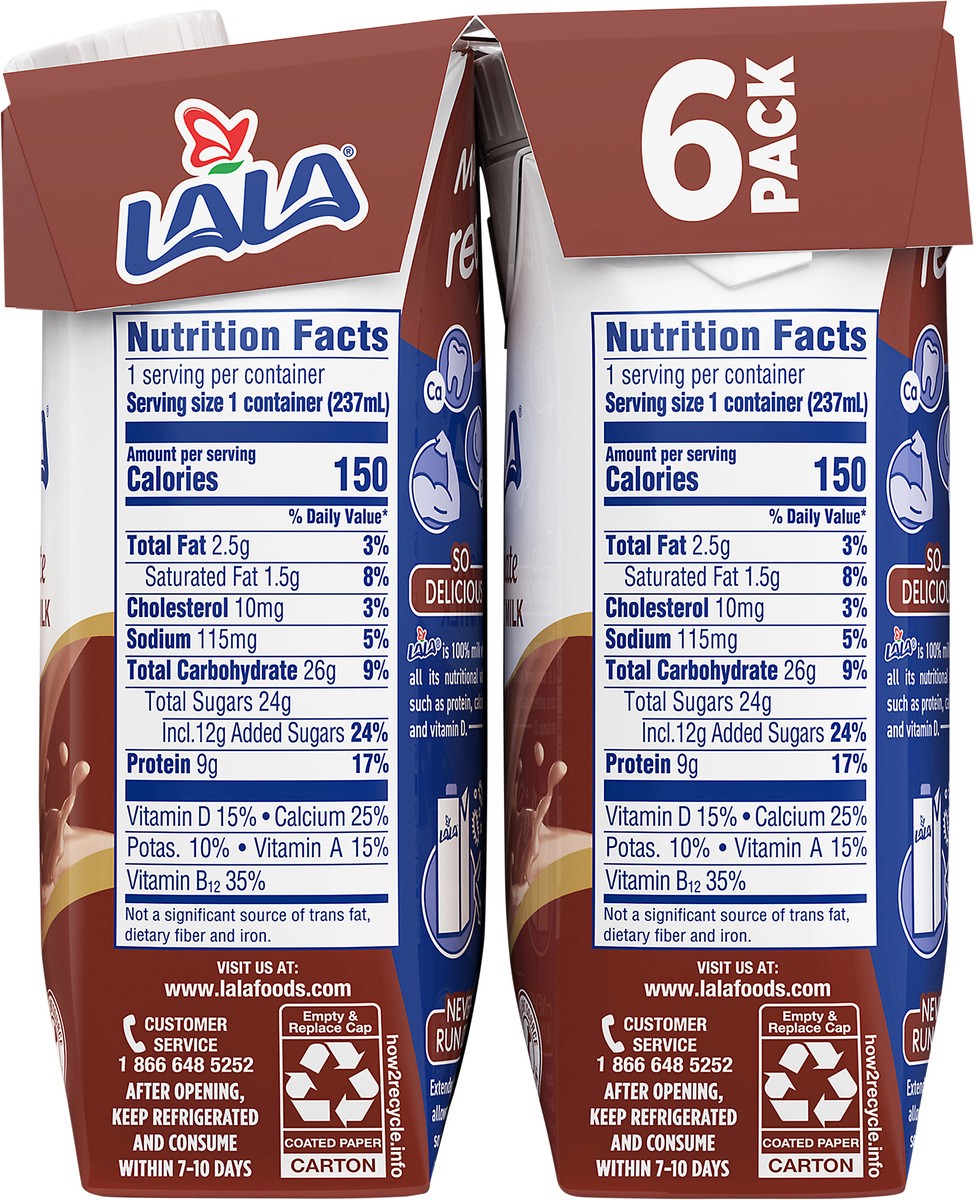 slide 2 of 10, LALA Milk, Low Fat, Chocolate - 6 ct, 6 ct