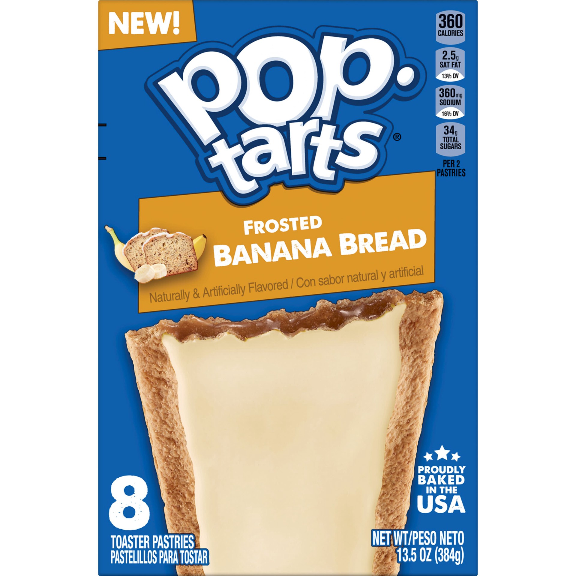 slide 3 of 5, Pop-Tarts Toaster Pastries, Frosted Banana Bread, 13.5 oz, 8 Count, 13.5 oz