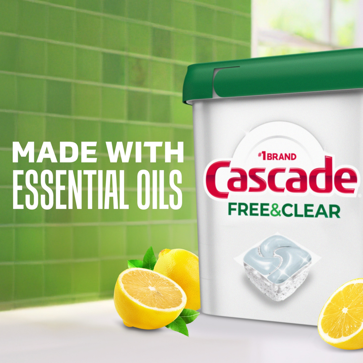 slide 12 of 29, Cascade Free & Clear Dishwasher Pods, Dishwasher Detergent, Dish Detergent Soap, Lemon Essence, 47 Count, 47 ct
