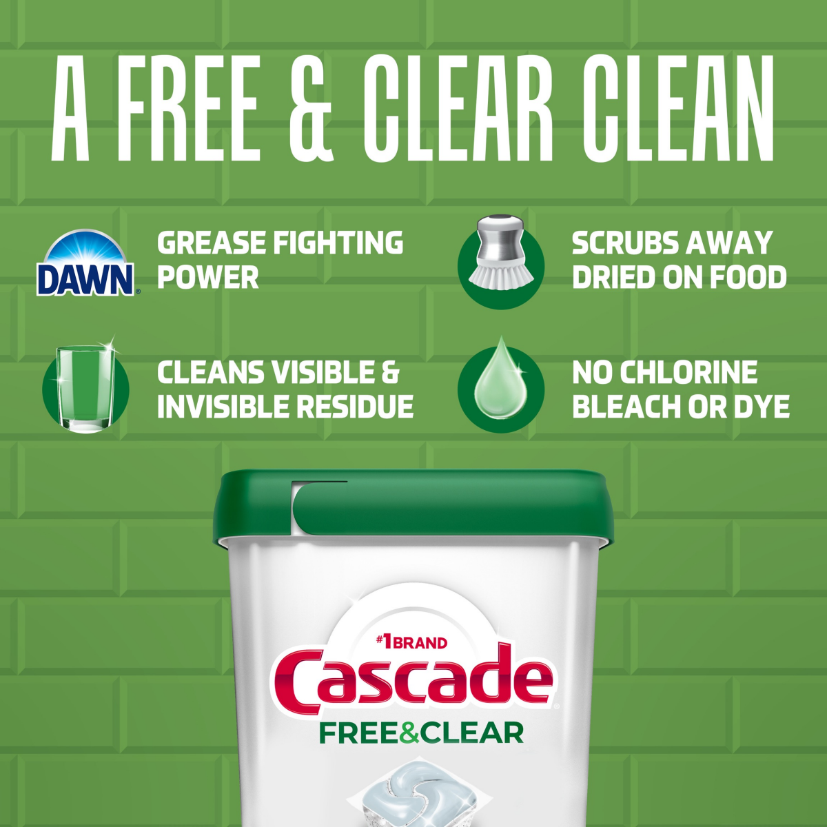 slide 22 of 29, Cascade Free & Clear Dishwasher Pods, Dishwasher Detergent, Dish Detergent Soap, Lemon Essence, 47 Count, 47 ct