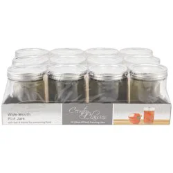 Country Classics Pint Size Wide Mouth Canning Jars 12 Pack