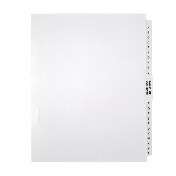 slide 1 of 2, Office Depot Brand Legal Index Exhibit Unpunched Dividers With Laminated Tabs, Black/White, A-Z, 1 ct