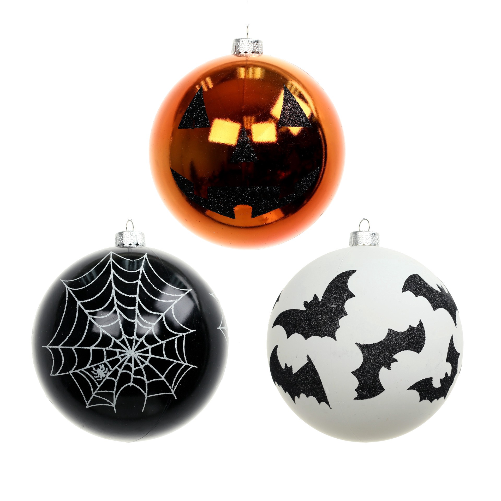 slide 2 of 3, 4.75" Orange, Black & White Plastic Ball Ornament Set By Ashland, 4.75 in