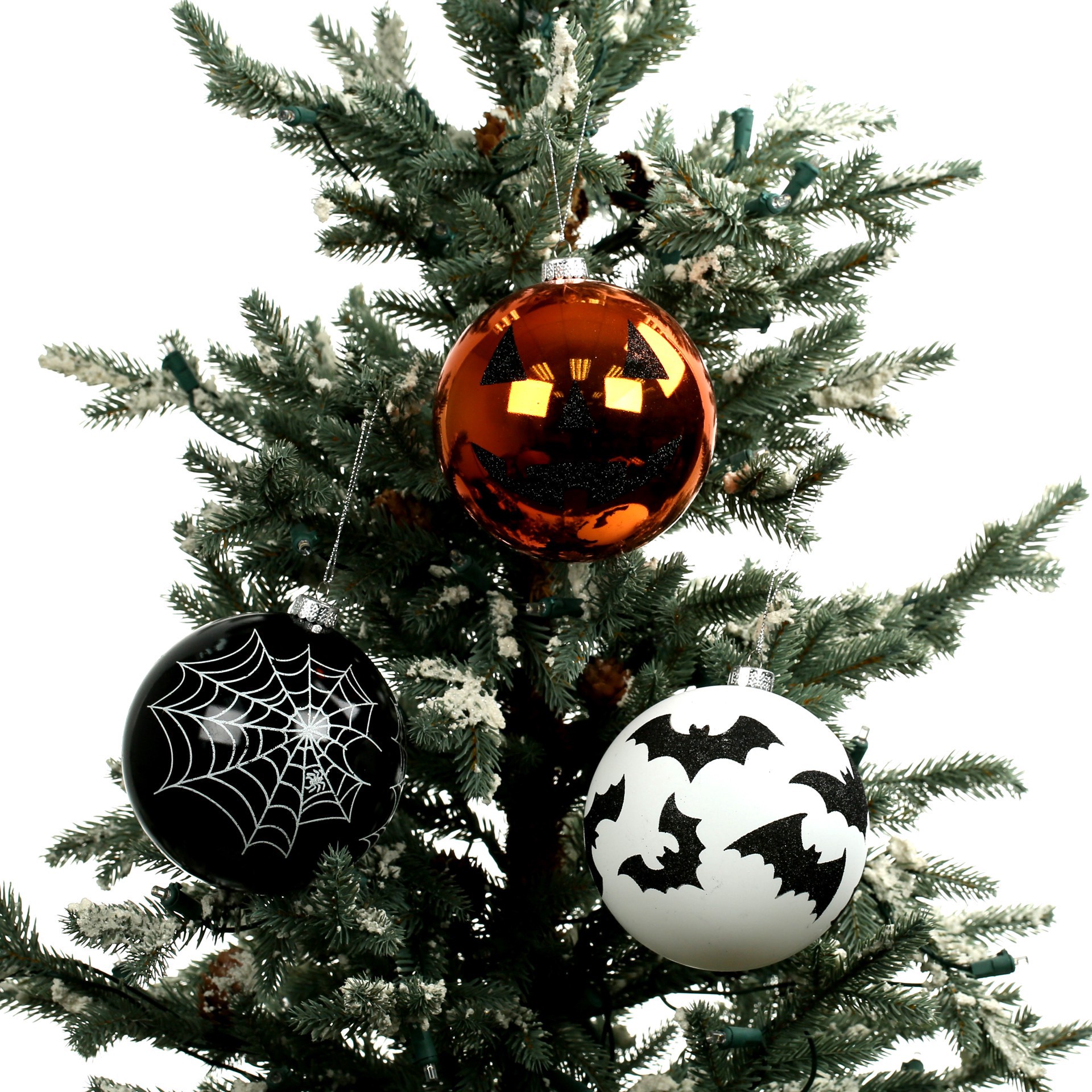 slide 3 of 3, 4.75" Orange, Black & White Plastic Ball Ornament Set By Ashland, 4.75 in
