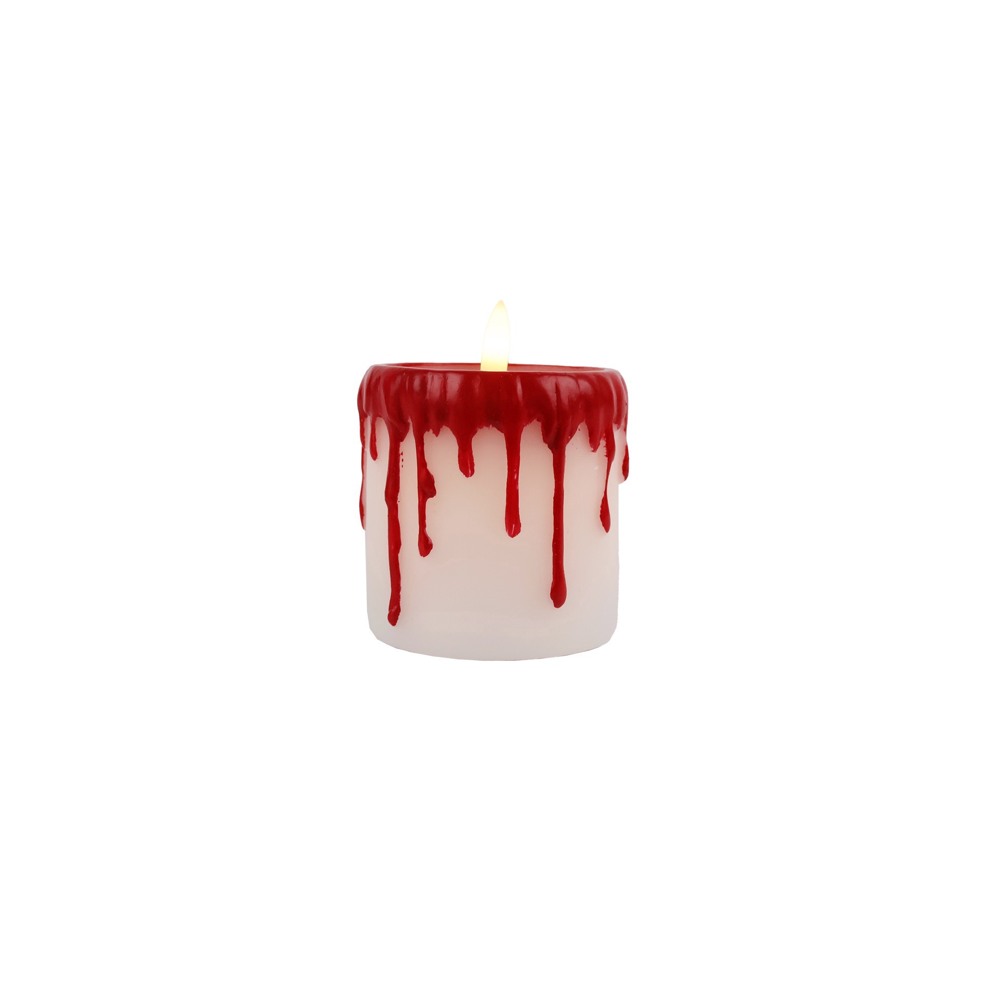 slide 2 of 4, 3" Red & White Dripping Led Wax Pillar Candle By Ashland, 3 in x 3 in
