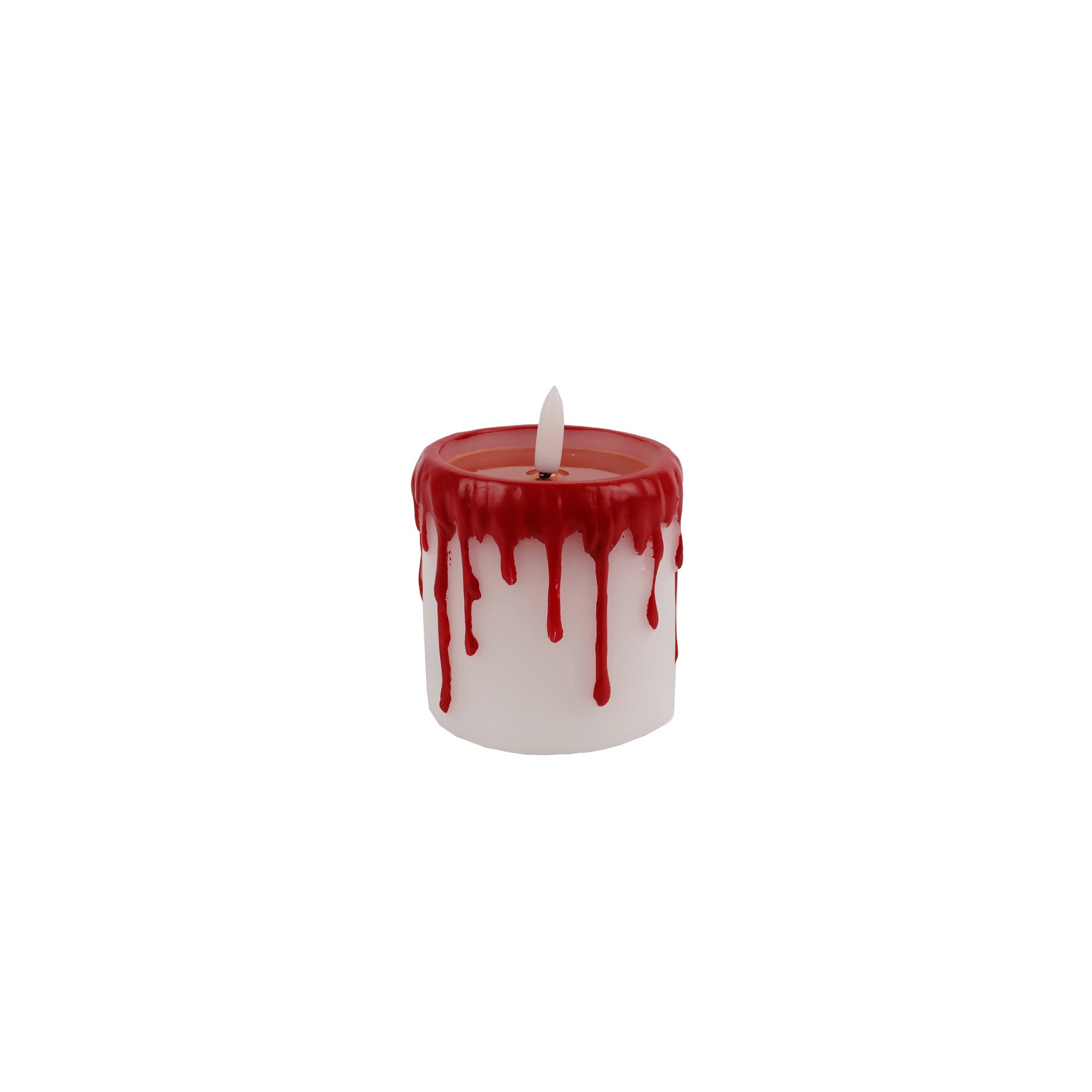 slide 4 of 4, 3" Red & White Dripping Led Wax Pillar Candle By Ashland, 3 in x 3 in