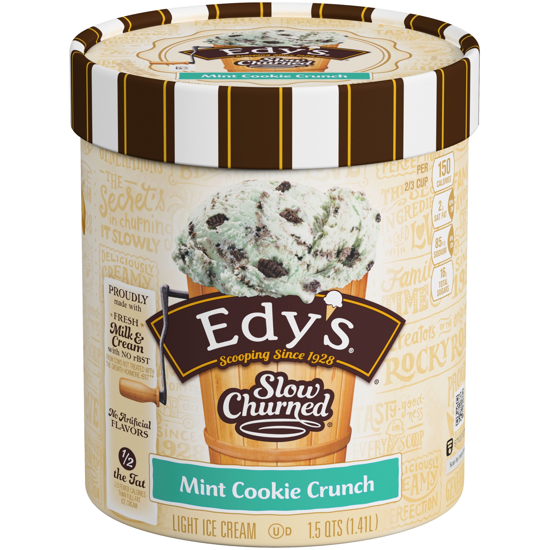 slide 1 of 2, Edy's Slow Churned Mint Cookie Crunch Ice Cream, 1.5 qt