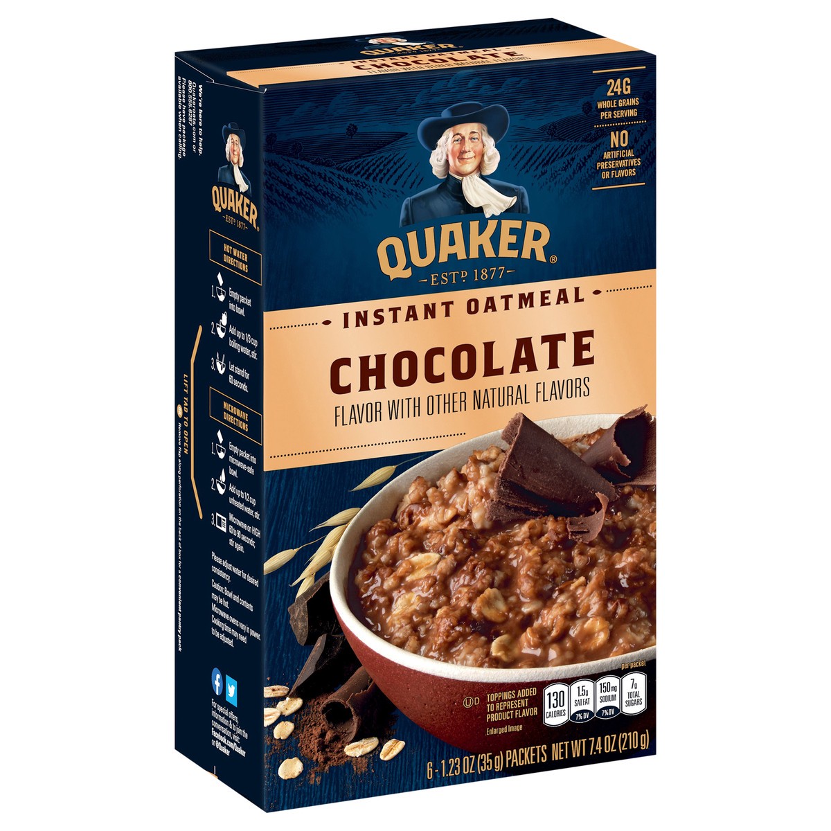 slide 3 of 6, Quaker Oatmeal, Instant, Chocolate, 6 ct