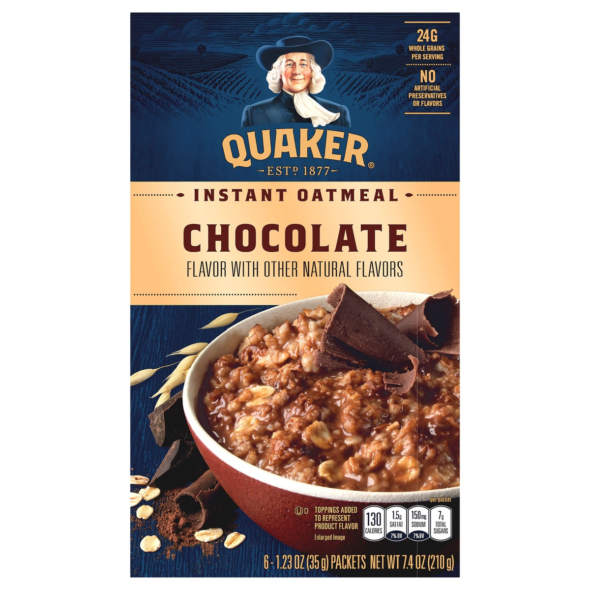 slide 1 of 6, Quaker Oatmeal, Instant, Chocolate, 6 ct