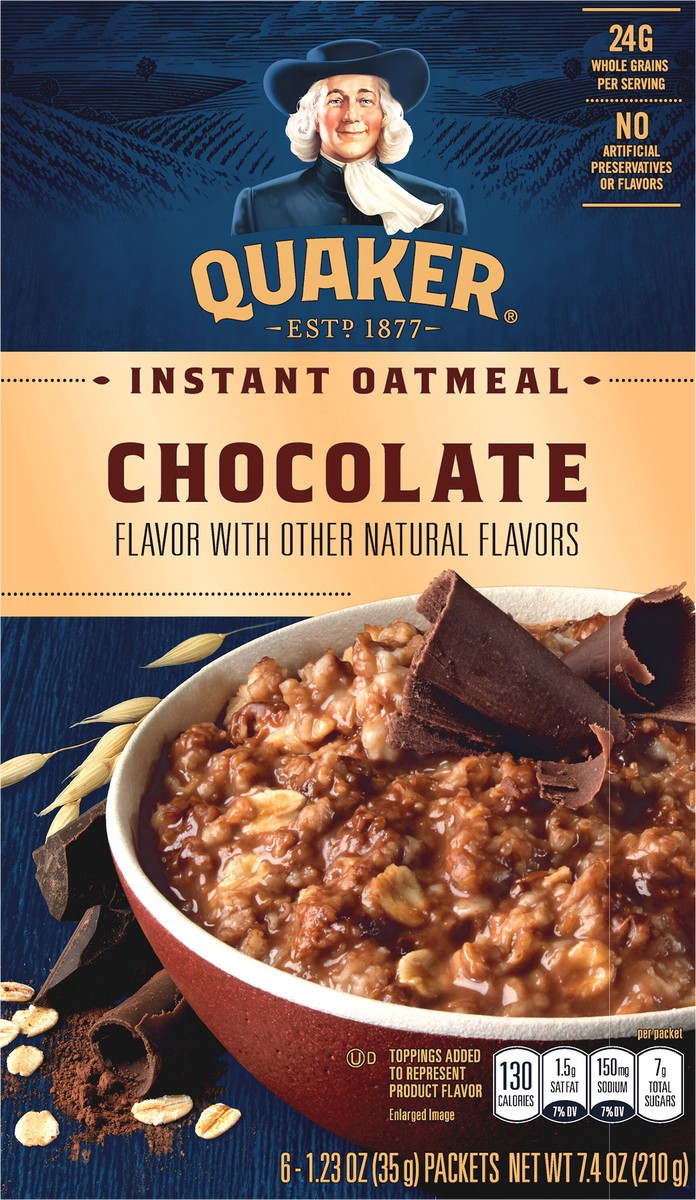 slide 2 of 6, Quaker Oatmeal, Instant, Chocolate, 6 ct
