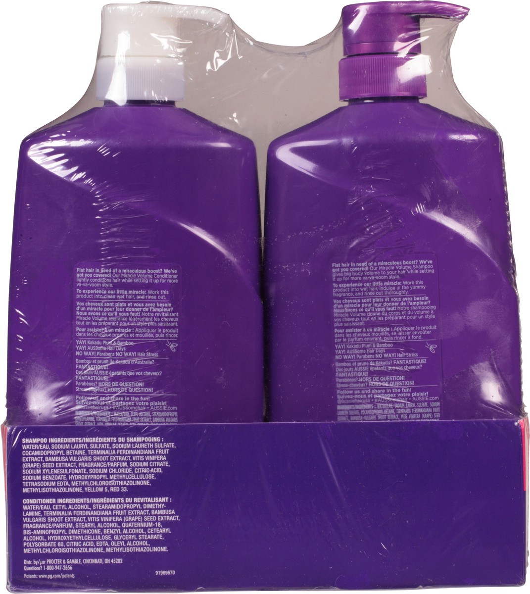 slide 9 of 12, Aussie Shampoo & Conditioner with Bamboo & Australian Kakadu Plum 2-778 ml Bottles, 2 ct