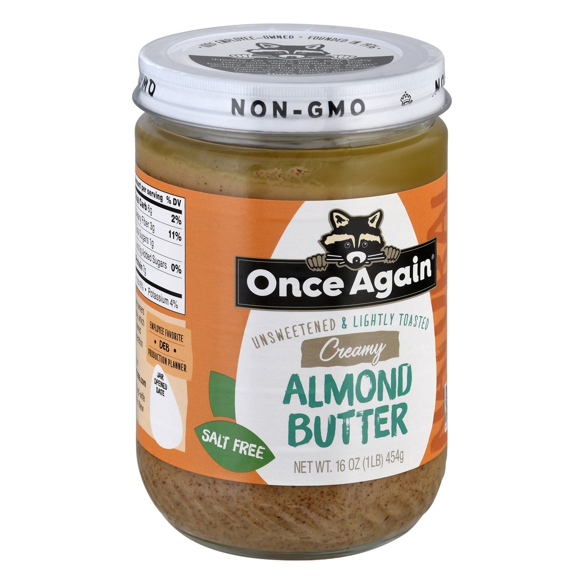 slide 2 of 10, Once Again Natural Creamy Unsweetened & Lightly Toasted Almond Butter 16 oz, 16 oz