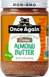 Once Again Natural Creamy Unsweetened & Lightly Toasted Almond Butter 16 oz