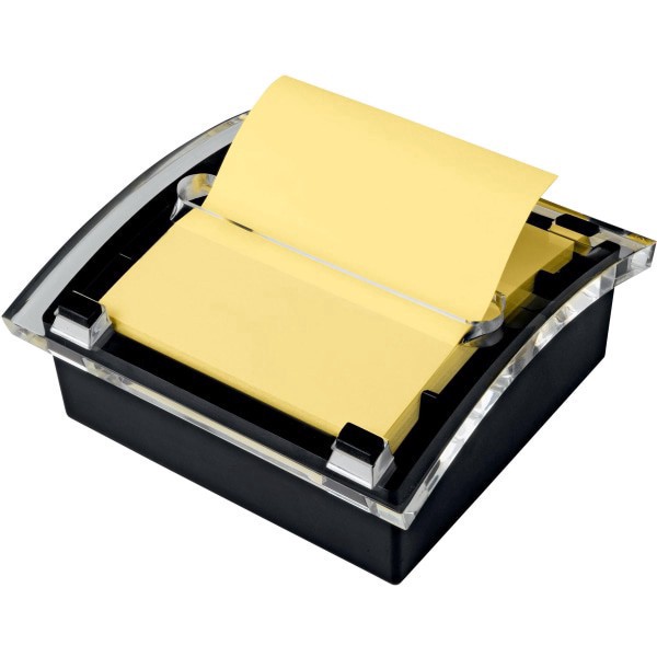 slide 1 of 7, Post-it Pop-up Notes Clear Top Pop-up Note Dispenser For 3 x 3 Self-Stick Notes, Black, 3 in x 3 in