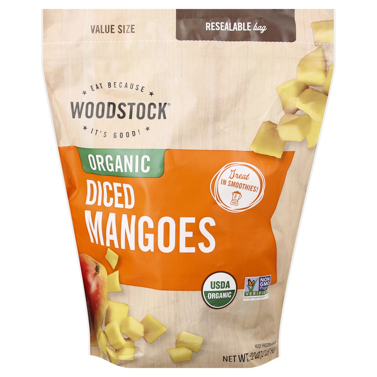 slide 1 of 12, Woodstock Diced Mangoes, 32 oz