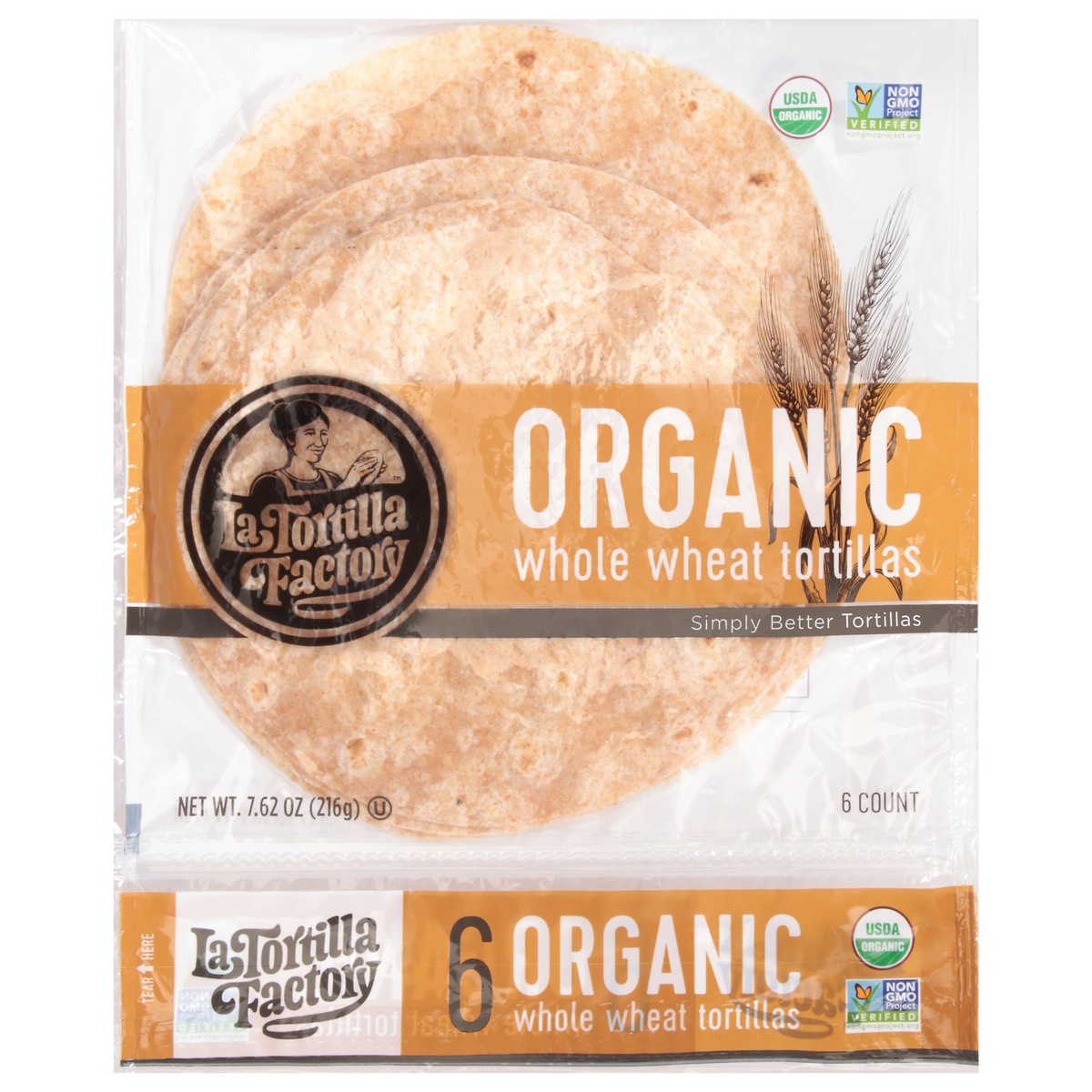 slide 1 of 2, La Tortilla Factory Organic Whole Wheat Tortillas, 