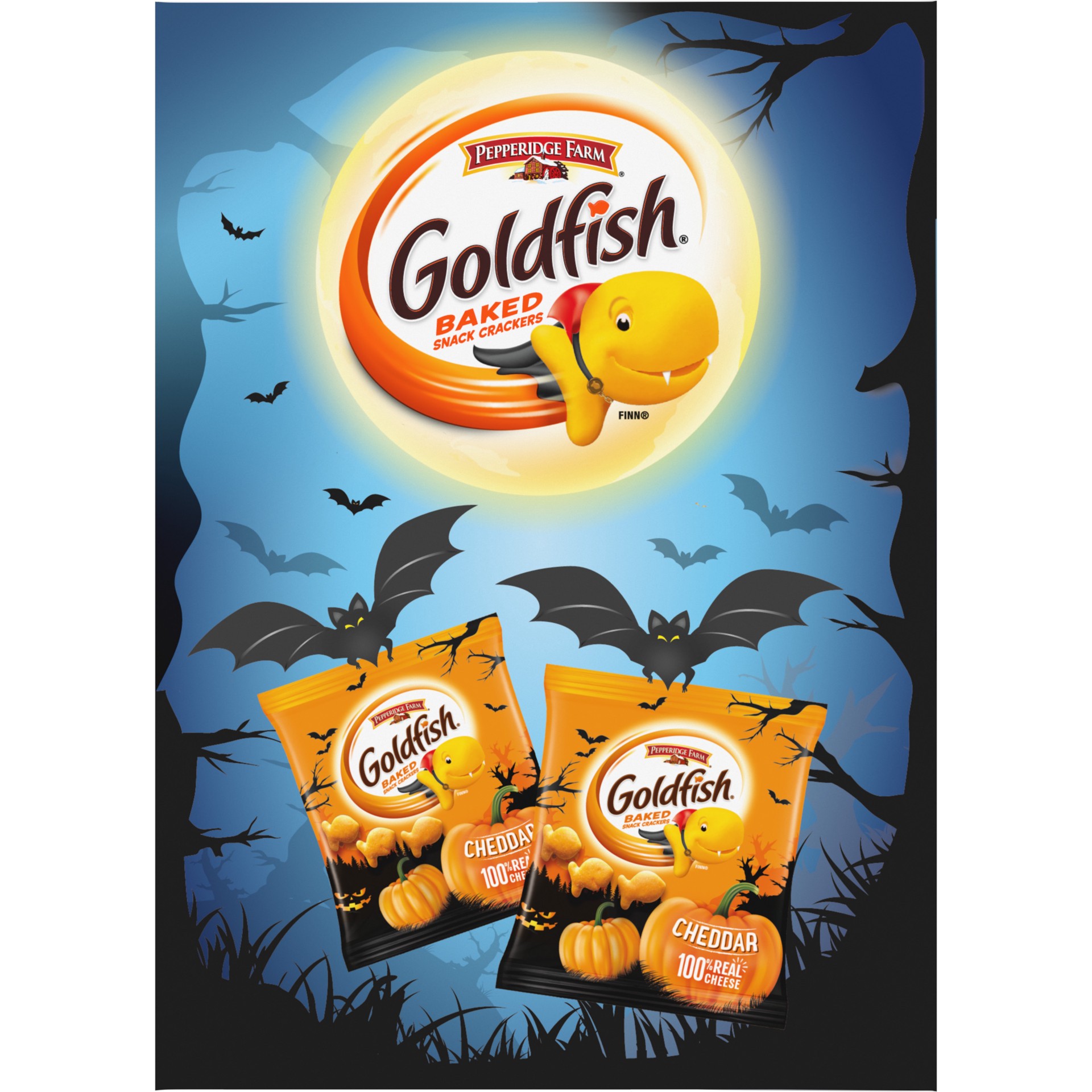 slide 2 of 5, Pepperidge Farm Goldfish Cheddar Crackers, Halloween Edition Multi-pack Box, 24-count Snack Packs, 18 oz