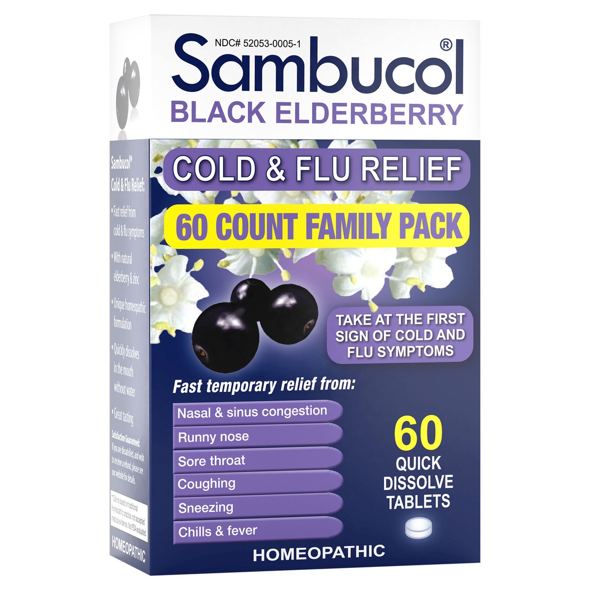 slide 2 of 10, Sambucol Homeopathic Elderberry Cold & Flu Symptom Relief Tablets, 60 ct