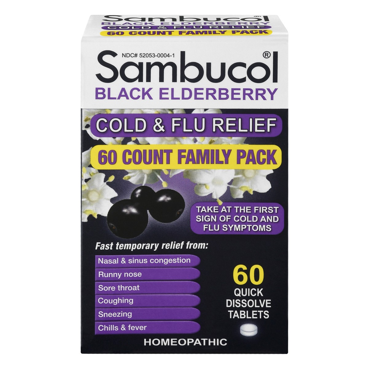 slide 1 of 10, Sambucol Homeopathic Elderberry Cold & Flu Symptom Relief Tablets, 60 ct