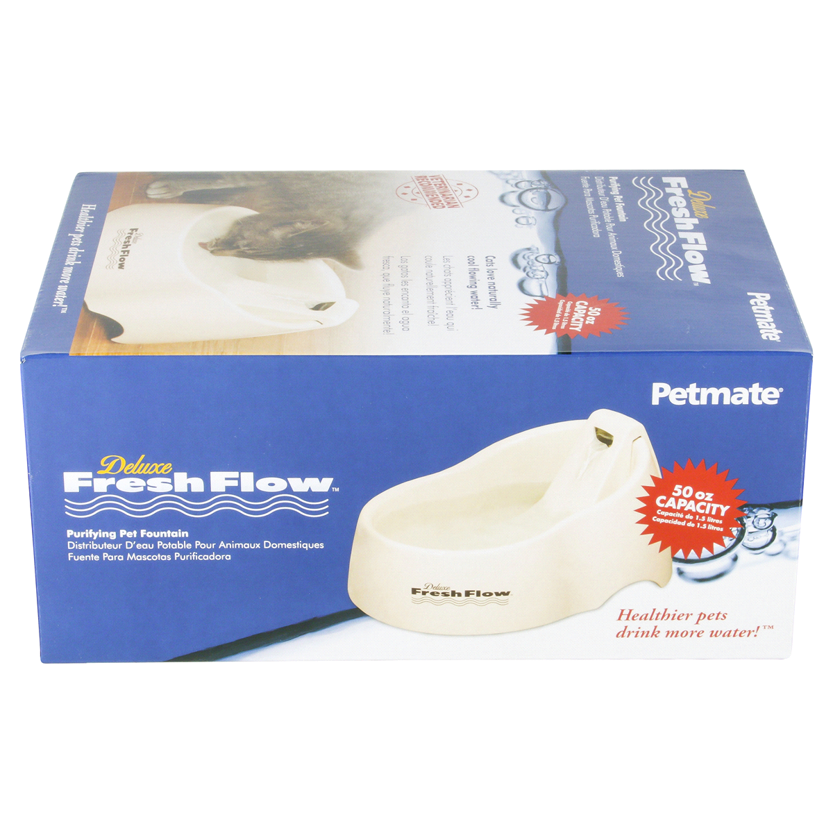 slide 3 of 6, Petmate Deluxe Fresh Flow Pet Water Fountain, 50 oz