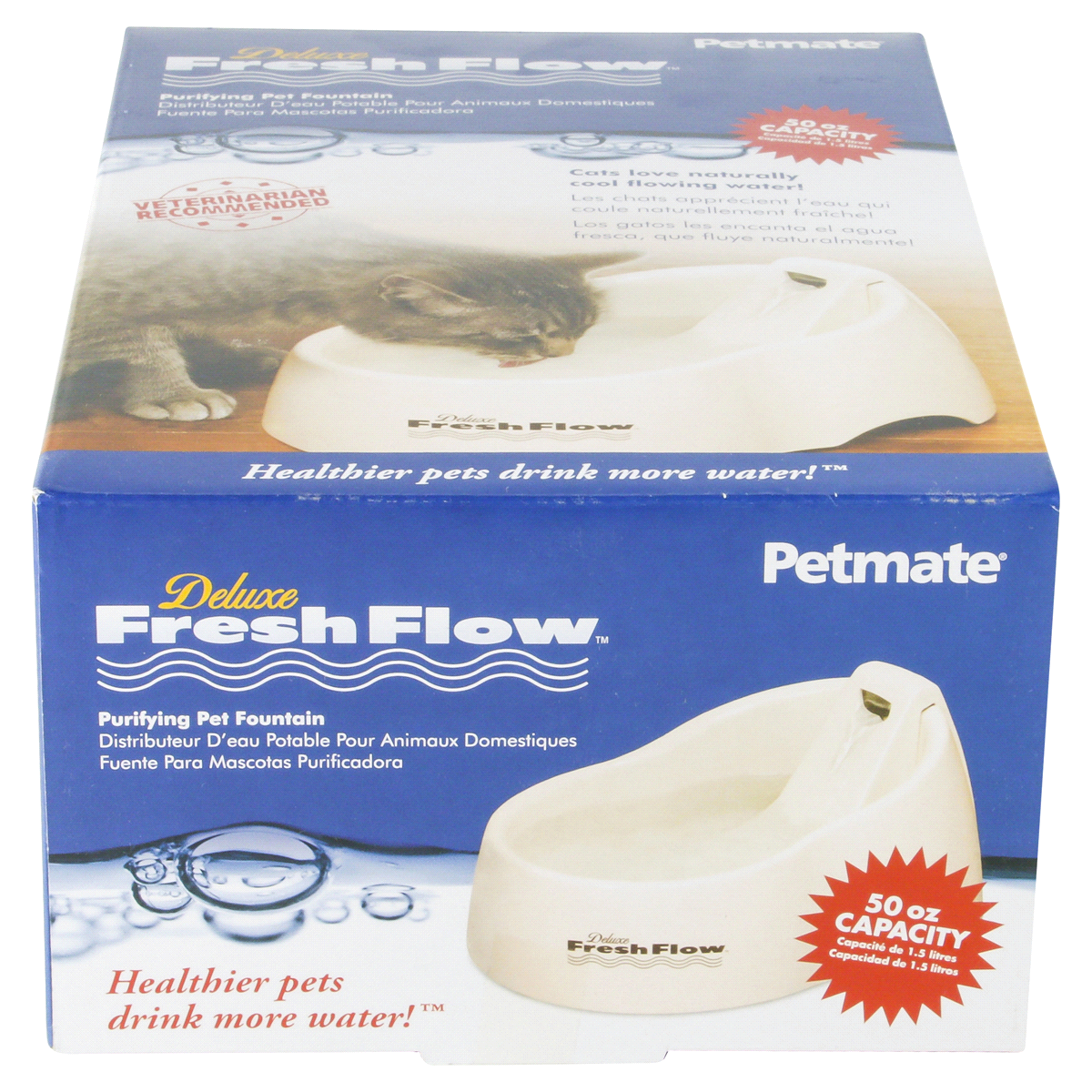 slide 5 of 6, Petmate Deluxe Fresh Flow Pet Water Fountain, 50 oz