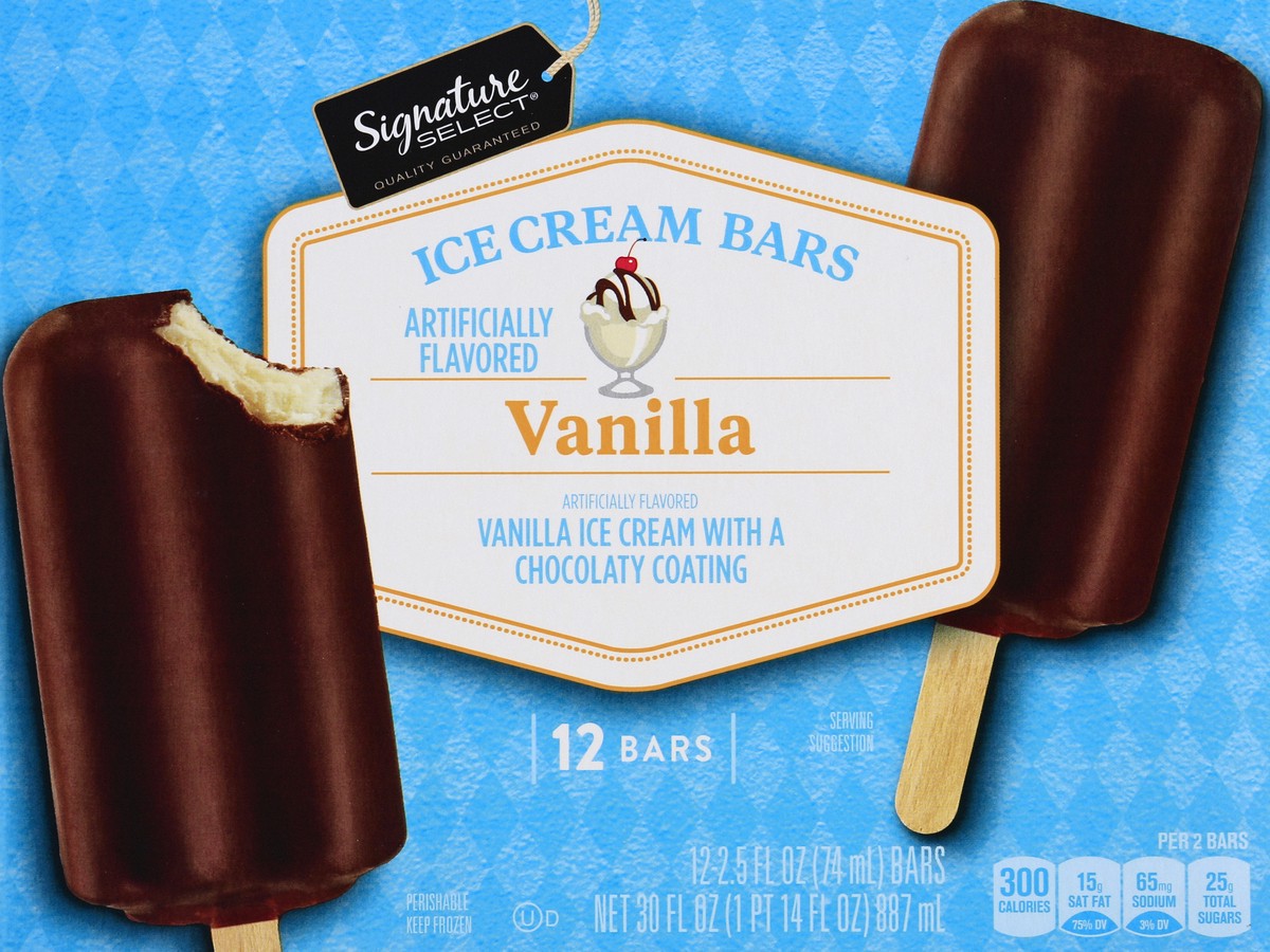 slide 3 of 5, Signature Select Vanilla Sundae Ice Cream Bars 12 - 2.5 fl oz Bars, 12 ct