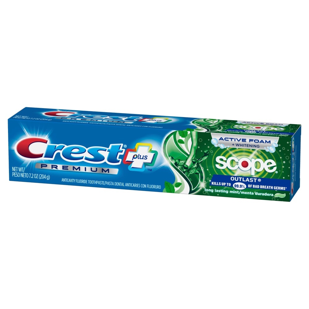 slide 1 of 6, Crest Premium Plus Scope Outlast Toothpaste, Long Lasting Mint Flavor, 7.2 oz