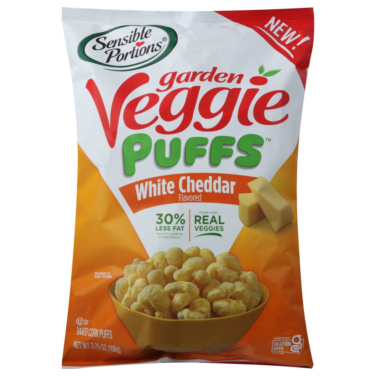 slide 1 of 5, Sensible Portions Veggie Puffs White Cheddar, 3.75 oz