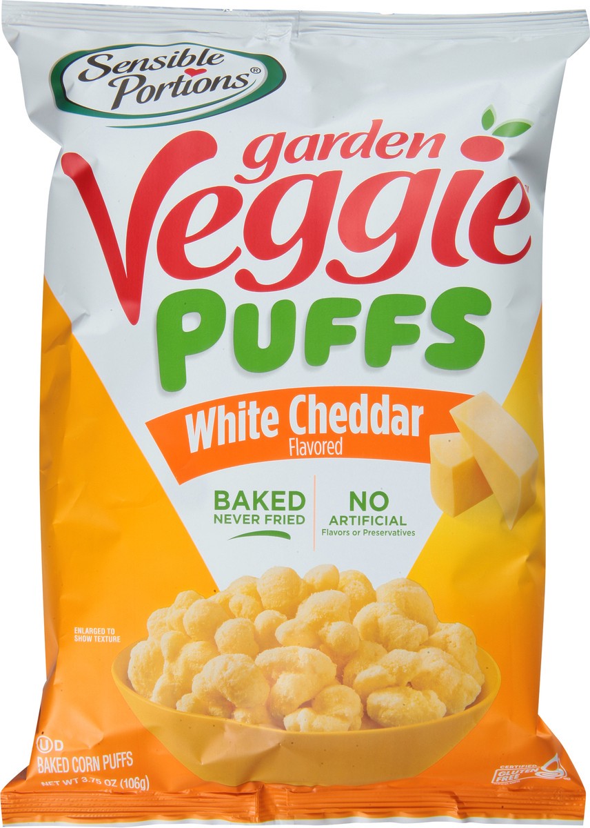 slide 2 of 12, Sensible Portions Garden Veggie White Cheddar Flavored Baked Corn Puffs 3.75 oz, 3.75 oz