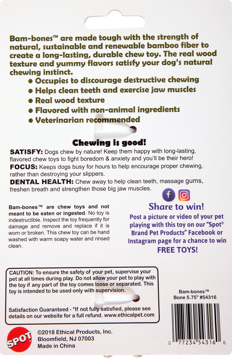 slide 10 of 10, SPOT Bam-Bones Chicken Flavor Dog Chew Toy, 5.75 in