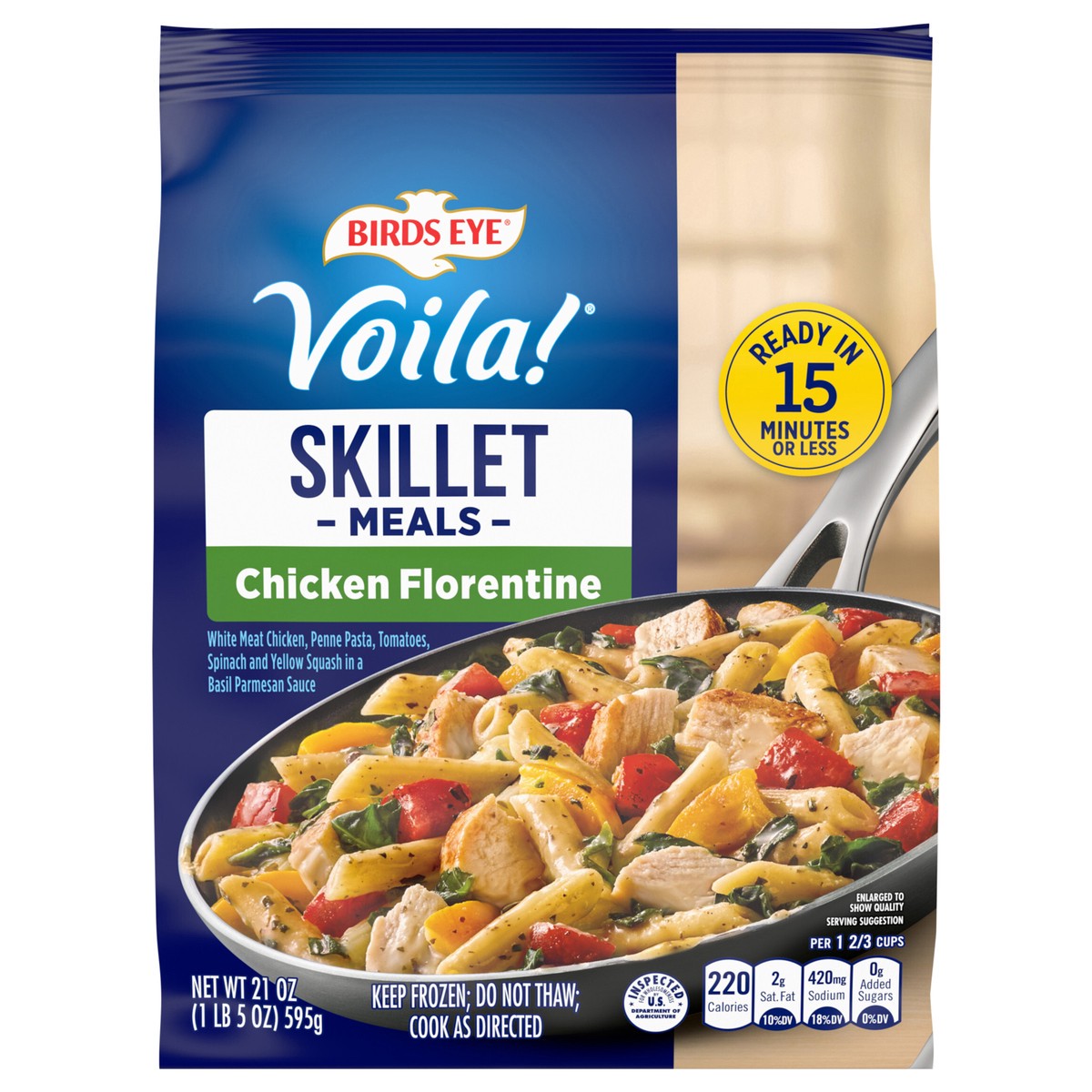 slide 1 of 11, Birds Eye Voila! Chicken Florentine Frozen Meal, 21 oz. Bag, 21 oz