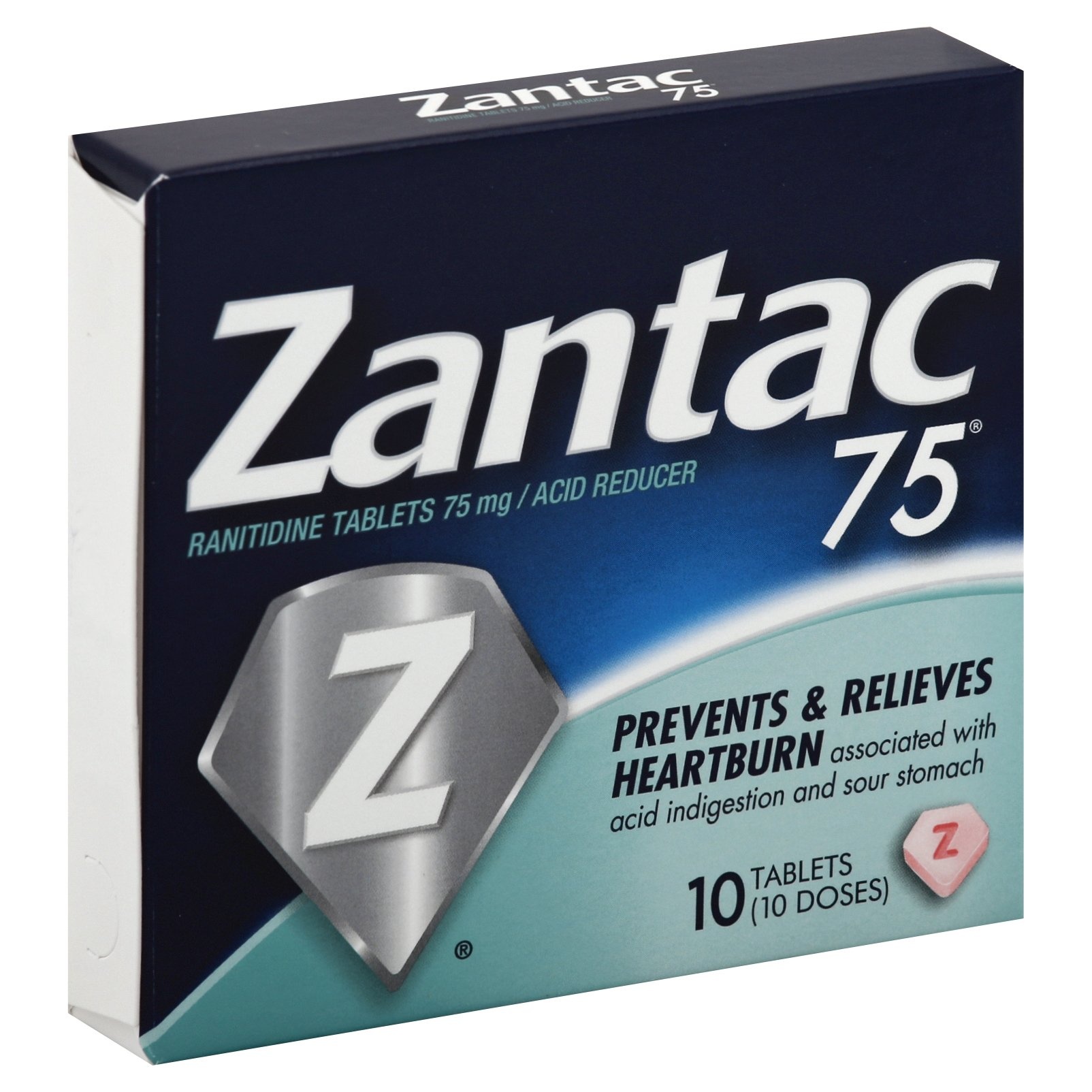 slide 1 of 6, Zantac Acid Reducer, 75 mg, Tablets, 10 ct