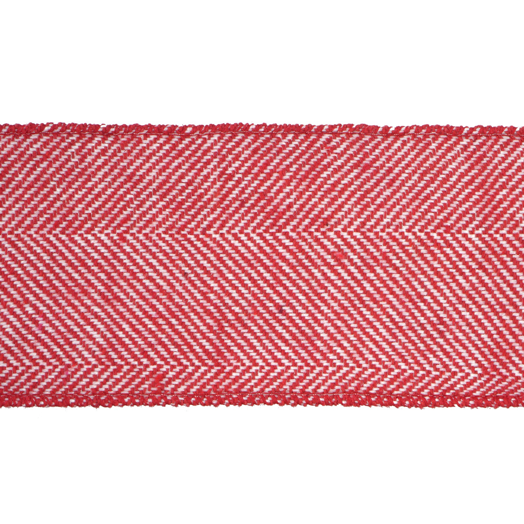 slide 3 of 3, 2.5" X 15ft. Red & White Herringbone Wired Ribbon By Celebrate It, 2.5 in x 15 ft