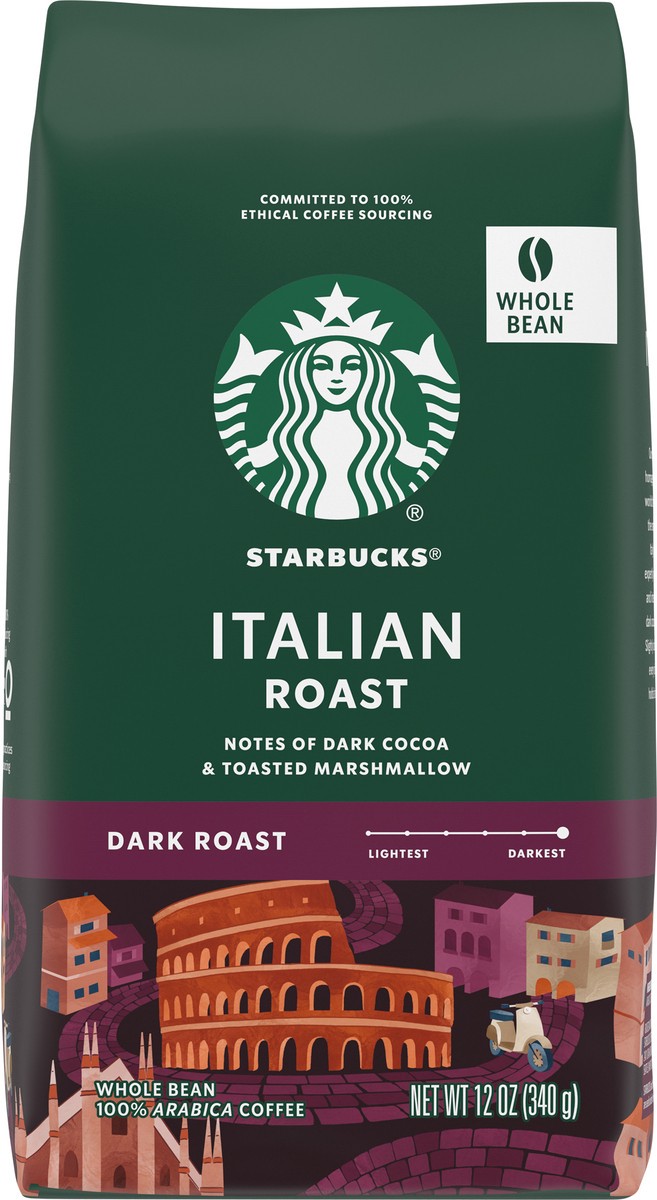 slide 9 of 9, Starbucks Italian Roast Whole Bean Coffee, 12 oz