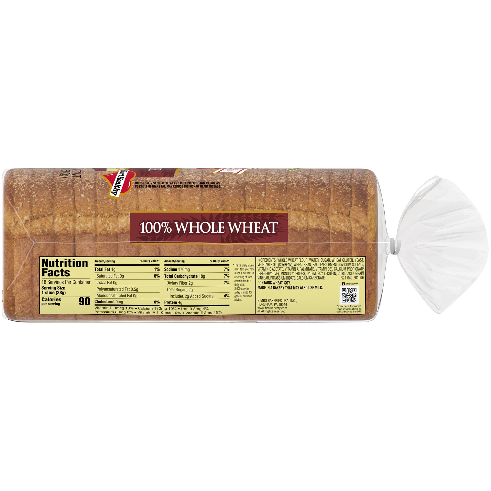 slide 2 of 5, Brownberry Dutch County 100% Whole Wheat Bread 24oz, 24 oz