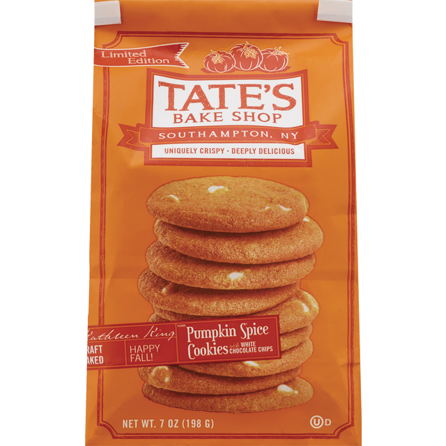 slide 1 of 6, Tate's Bake Shop Pumpkin Spice Cookies with White Chocolate Chips, Limited Edition, 6.5 oz, 6.5 oz