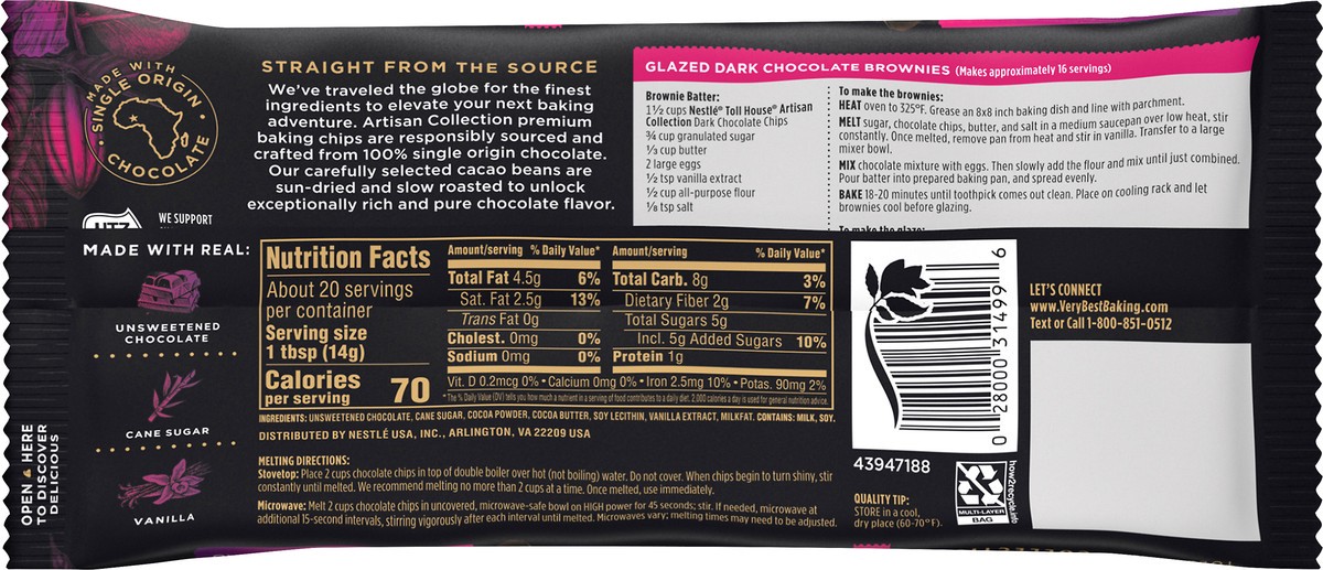 slide 3 of 8, NESTLE Toll House Artisan Collection Extra Dark 61% 10 oz Bag, 10 oz