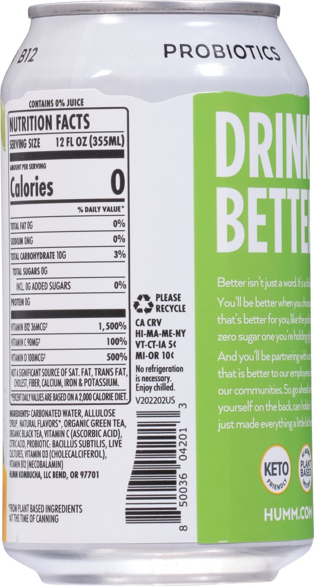 slide 5 of 9, Humm Lemon Lime Probiotic Soda 12 fl oz,