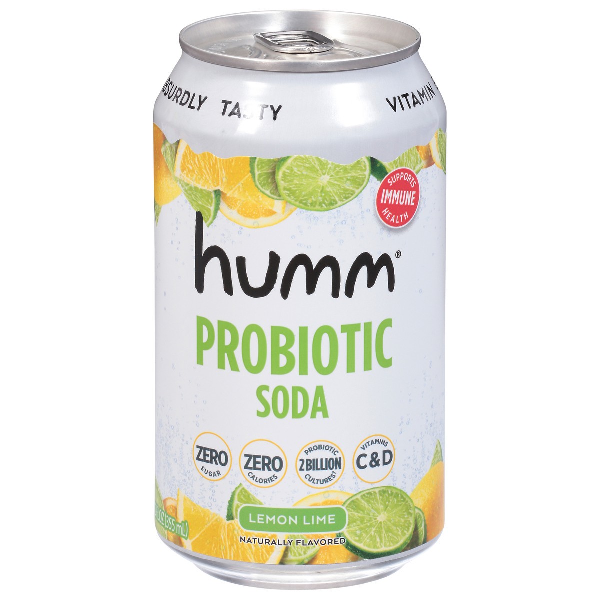 slide 1 of 9, Humm Lemon Lime Probiotic Soda 12 fl oz,