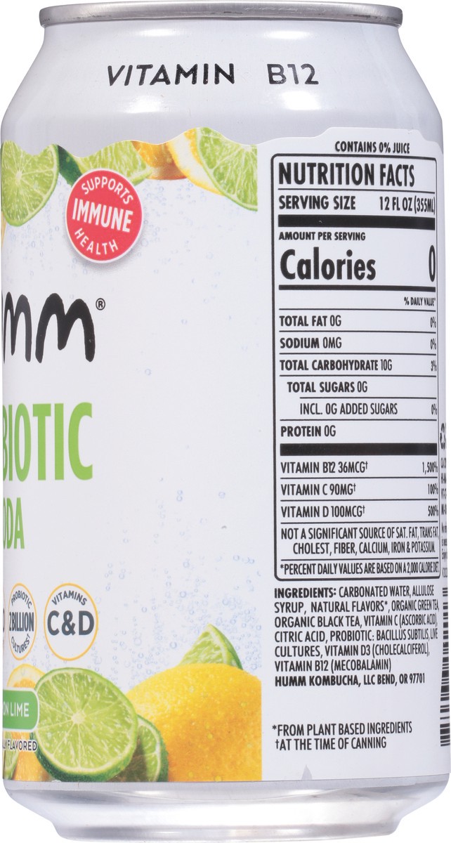 slide 4 of 9, Humm Lemon Lime Probiotic Soda 12 fl oz,