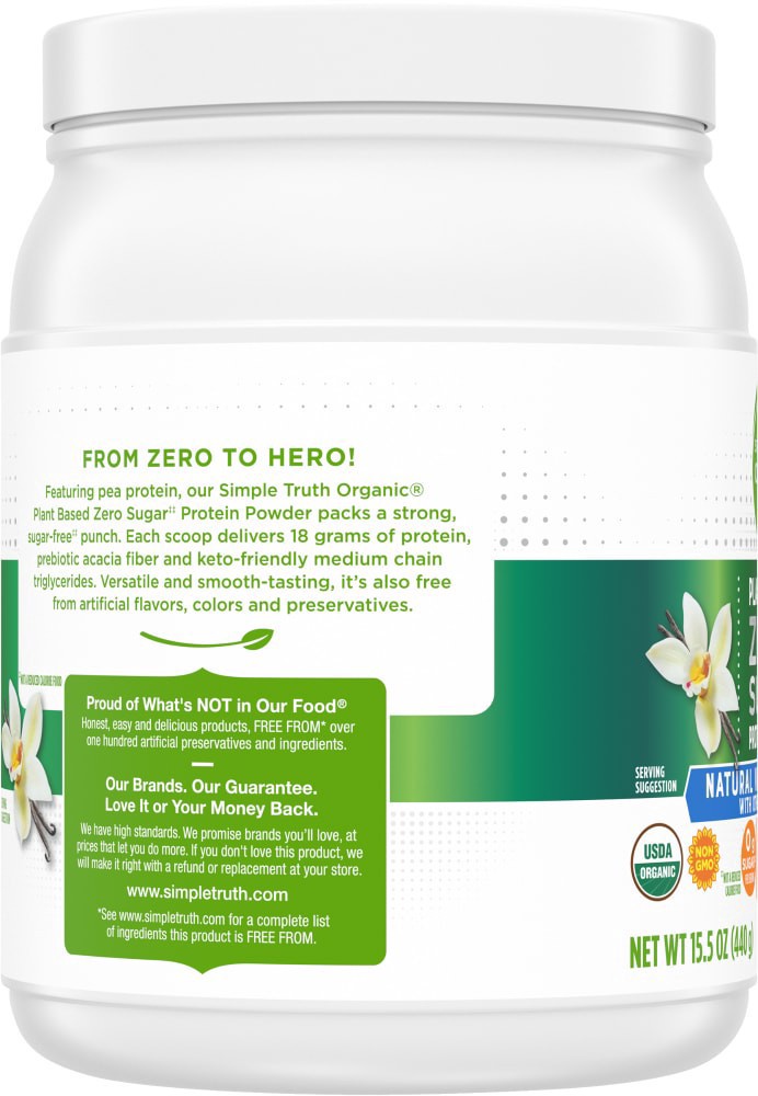 slide 2 of 4, Simple Truth Organic Plant Based Vanilla Protein Powder, 15.5 oz
