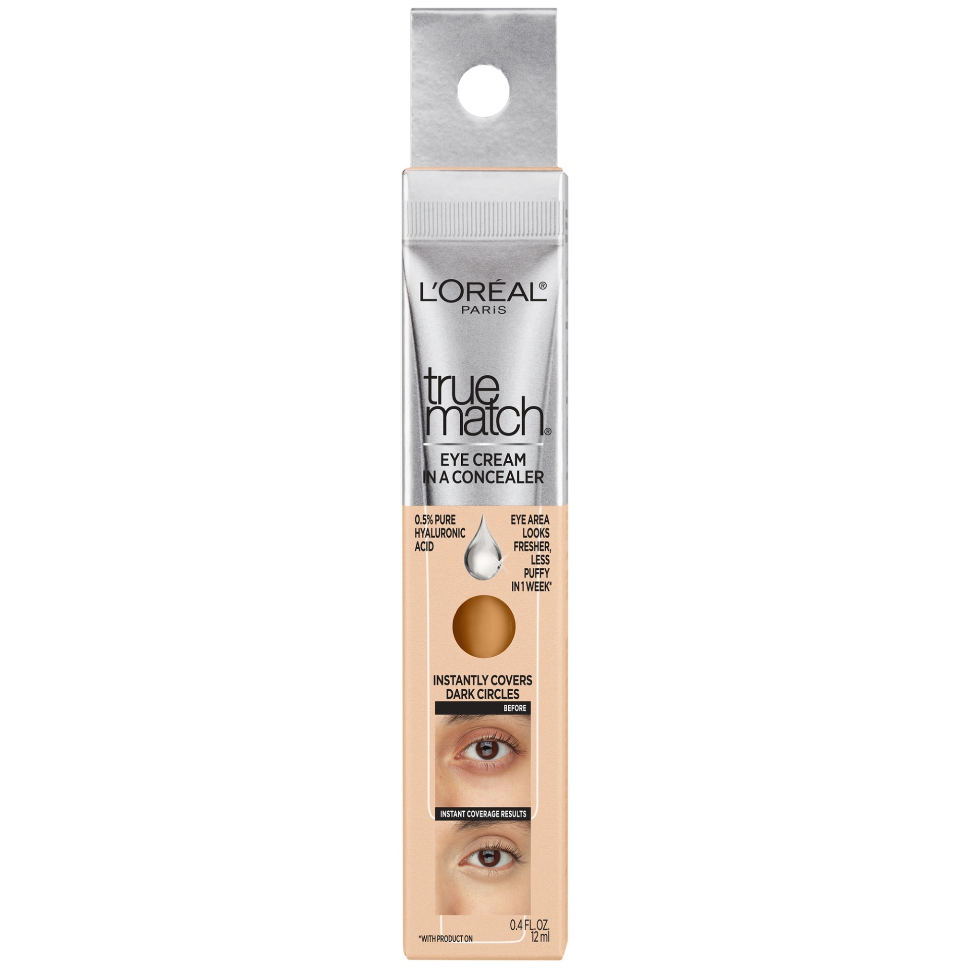 slide 1 of 1, L'Oréal True Match Eye Cream in a Concealer, Light C3-4, 0.4 fl oz